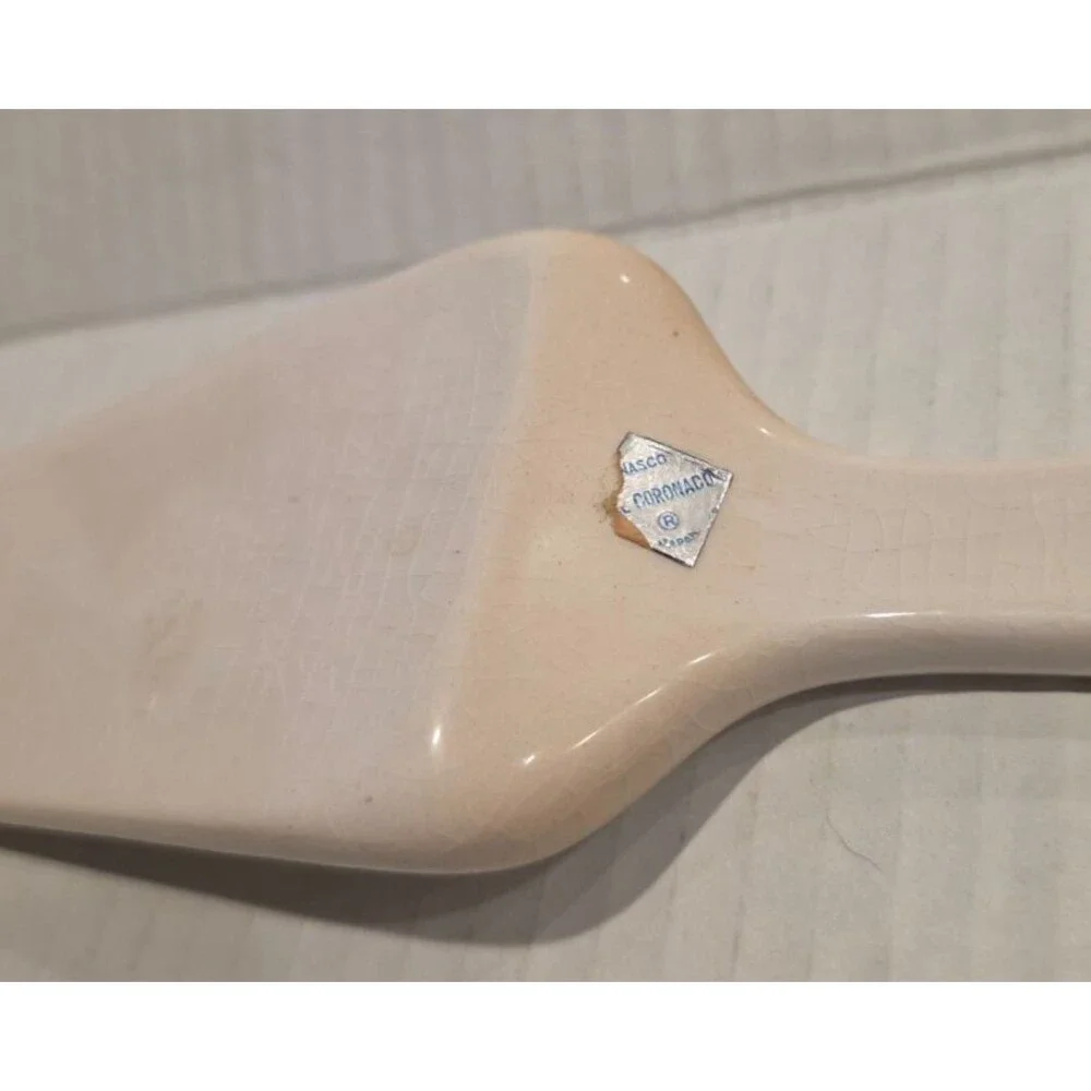 Vintage Floral Ceramic Porcelain Cake Pie Server Handpainted Made in Japan
